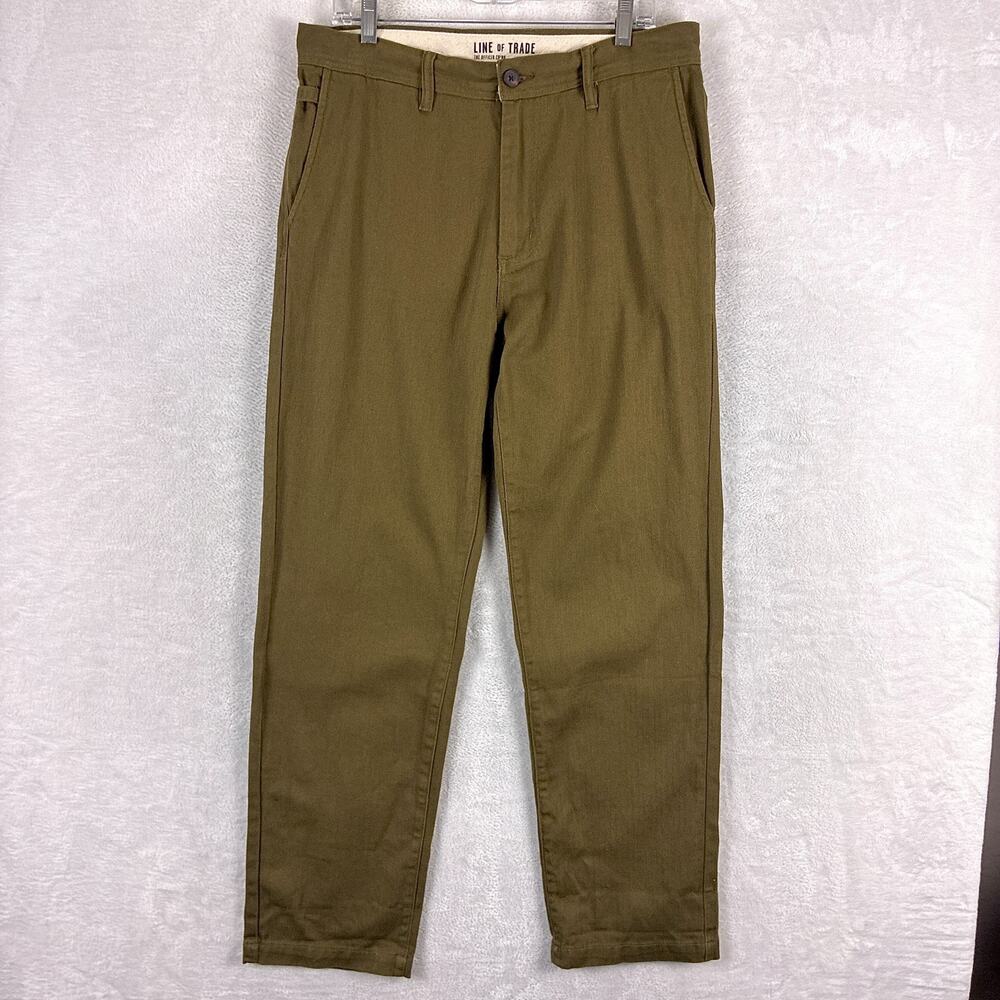 Line of Trade Pants Men 33x32 (34x32) Brown Herringbone Officer Chino Trouser